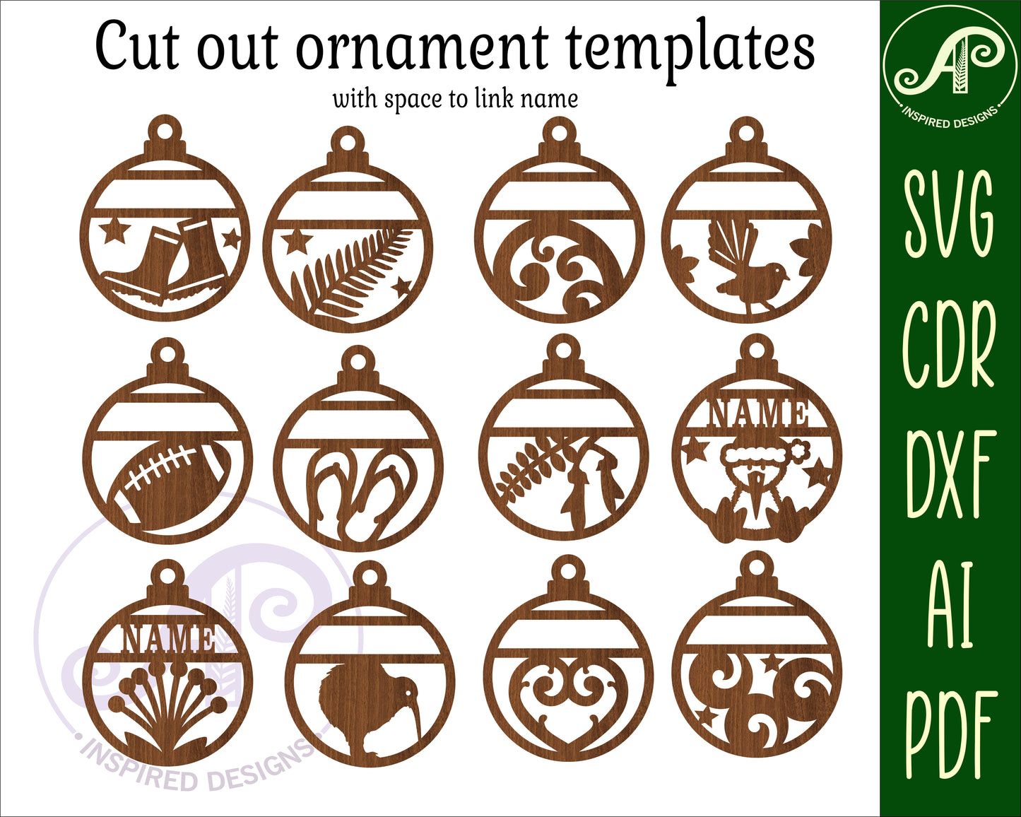 Kiwiana ornament designs SVG / DXF / AI / PDF