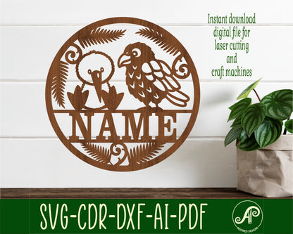 Kiwi and Kea name wall sign. SVG / DXF / AI / PDF / CDR