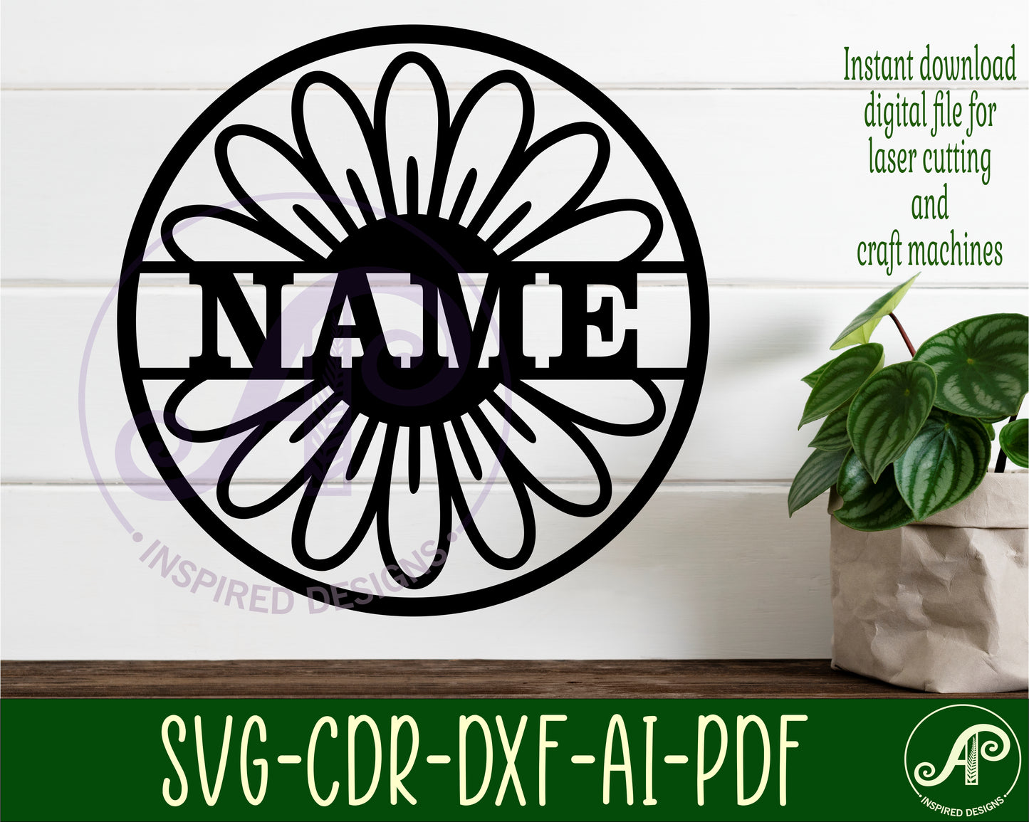 Daisy name wall sign. SVG / DXF / AI / PDF / CDR