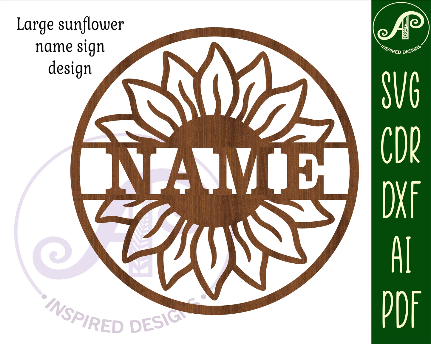 Sunflower name wall sign. SVG / DXF / AI / PDF / CDR