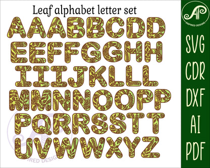 Leaf alphabet letter set. 47 letter options