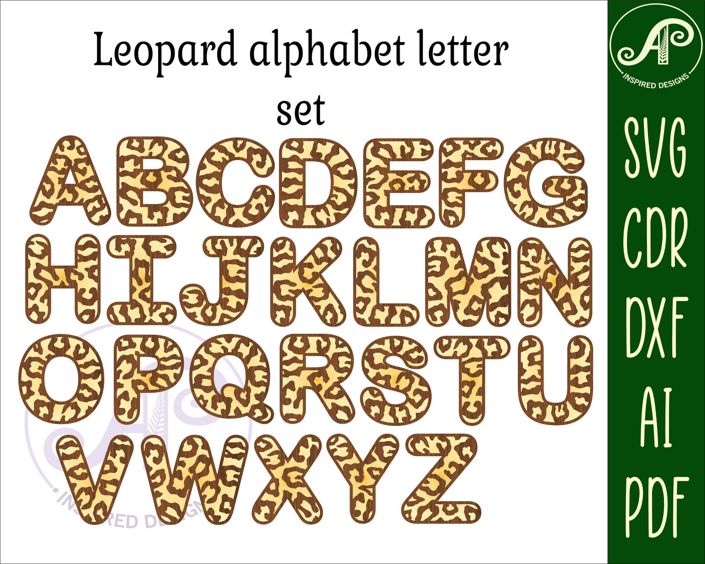 Leopard print alphabet letter set. 26 letter options