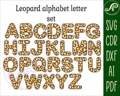 Leopard print alphabet letter set. 26 letter options