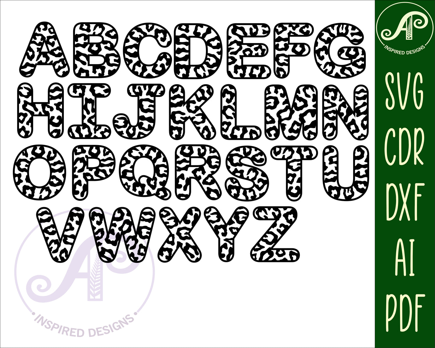 Leopard print alphabet letter set. 26 letter options