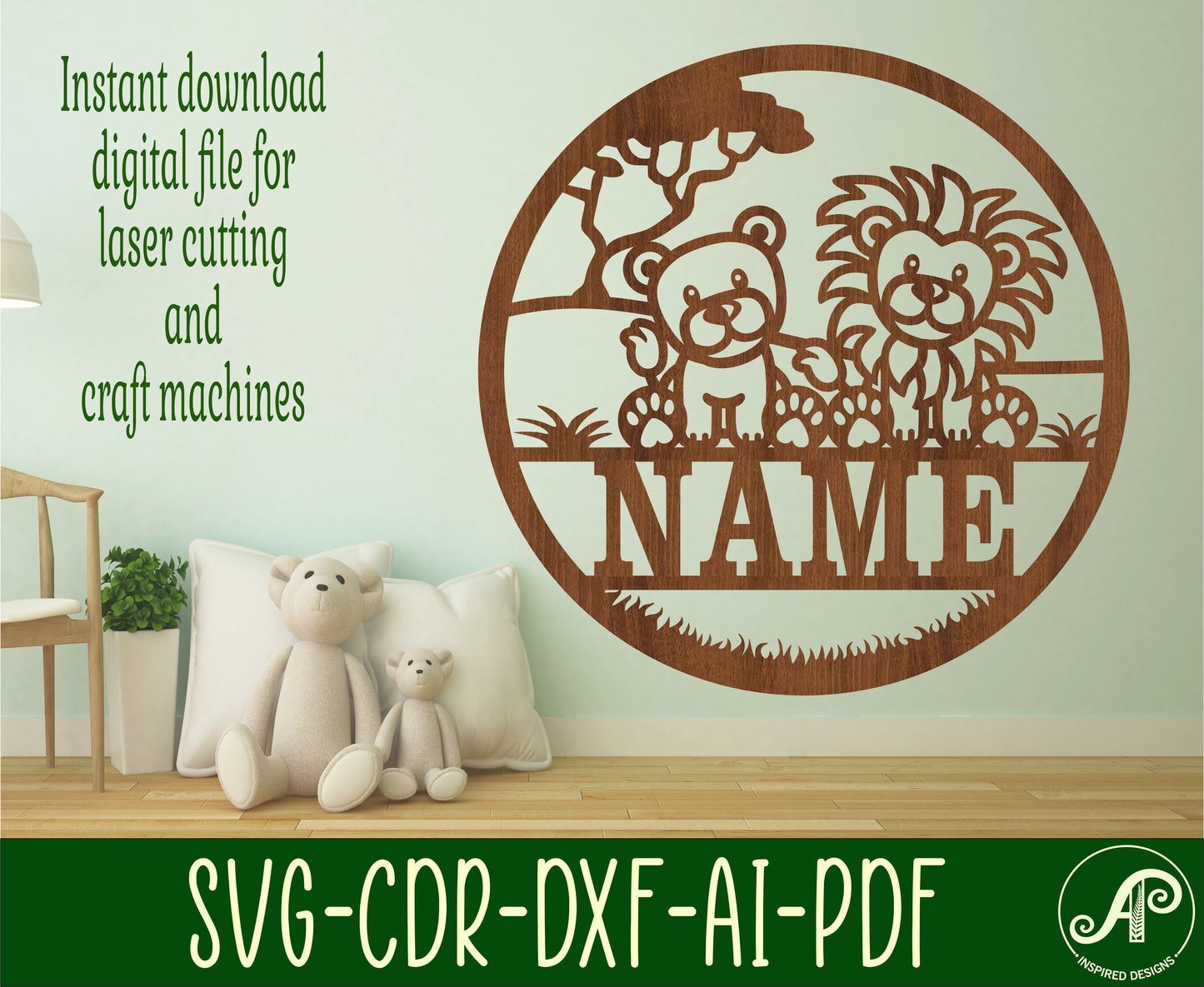 Lions name wall sign. SVG / DXF / AI / PDF / CDR