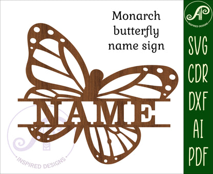 Monarch Butterfly shape name sign SVG / DXF / AI / PDF / CDR