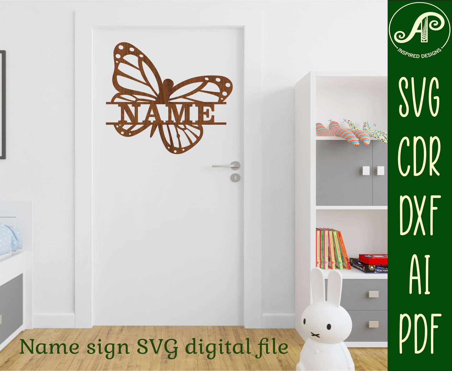 Monarch Butterfly shape name sign SVG / DXF / AI / PDF / CDR