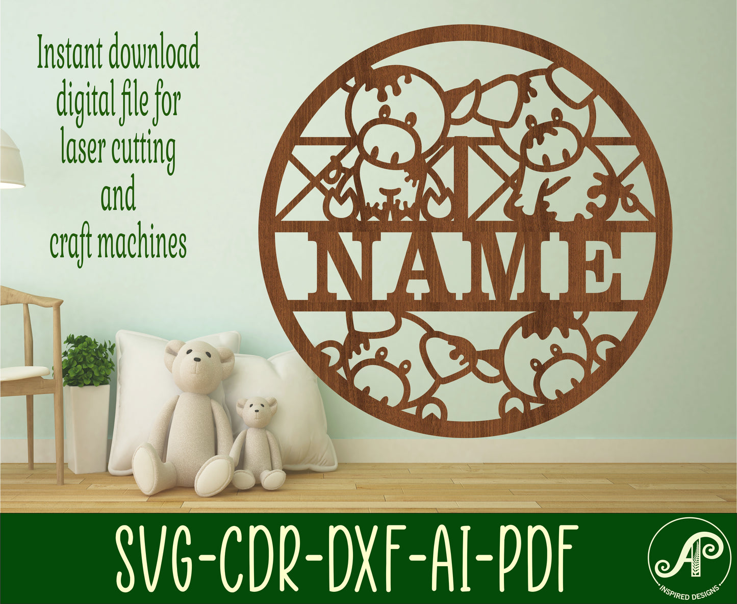 Muddy pigs name wall sign. SVG / DXF / AI / PDF / CDR