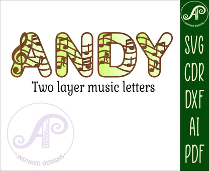 Music alphabet letter set. 72 letter options