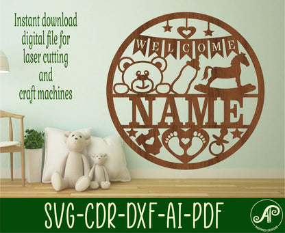 New Baby name wall sign. SVG / DXF / AI / PDF / CDR