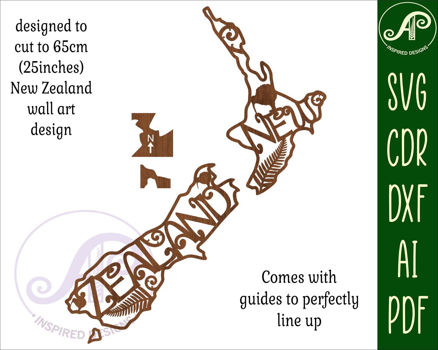 New Zealand word NZ outline wall sign design SVG / DXF / AI / PDF / CDR