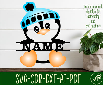 Penguin shape name sign SVG / DXF / AI / PDF / CDR