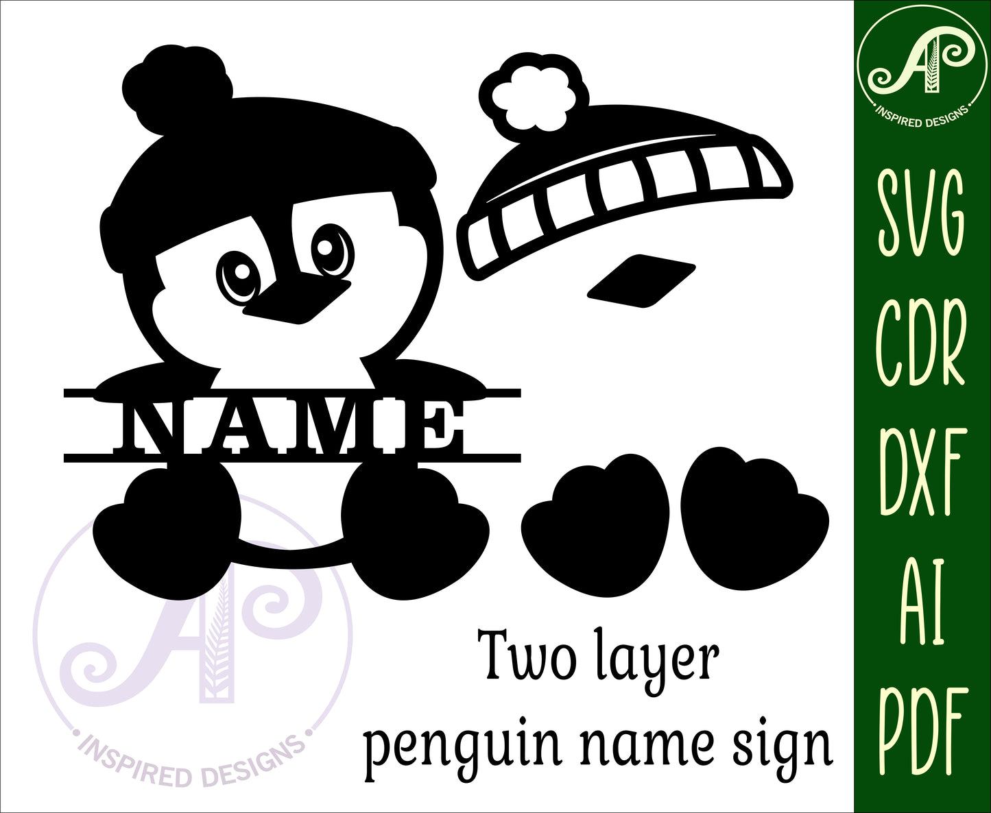 Penguin shape name sign SVG / DXF / AI / PDF / CDR