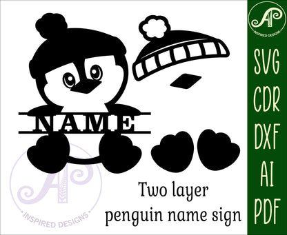 Penguin shape name sign SVG / DXF / AI / PDF / CDR