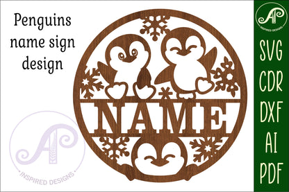 Penguins name wall sign. SVG / DXF / AI / PDF / CDR