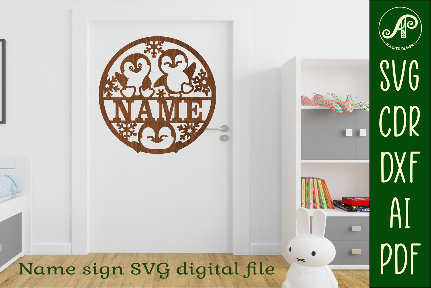 Penguins name wall sign. SVG / DXF / AI / PDF / CDR