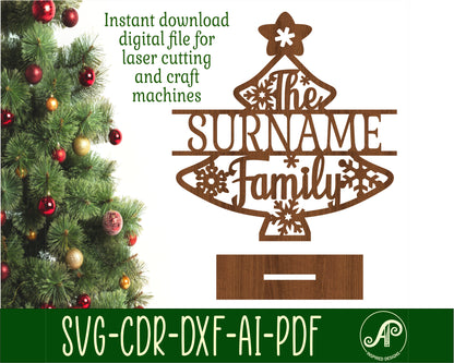 Personalized Christmas tree stand design SVG / DXF / AI / PDF / CDR