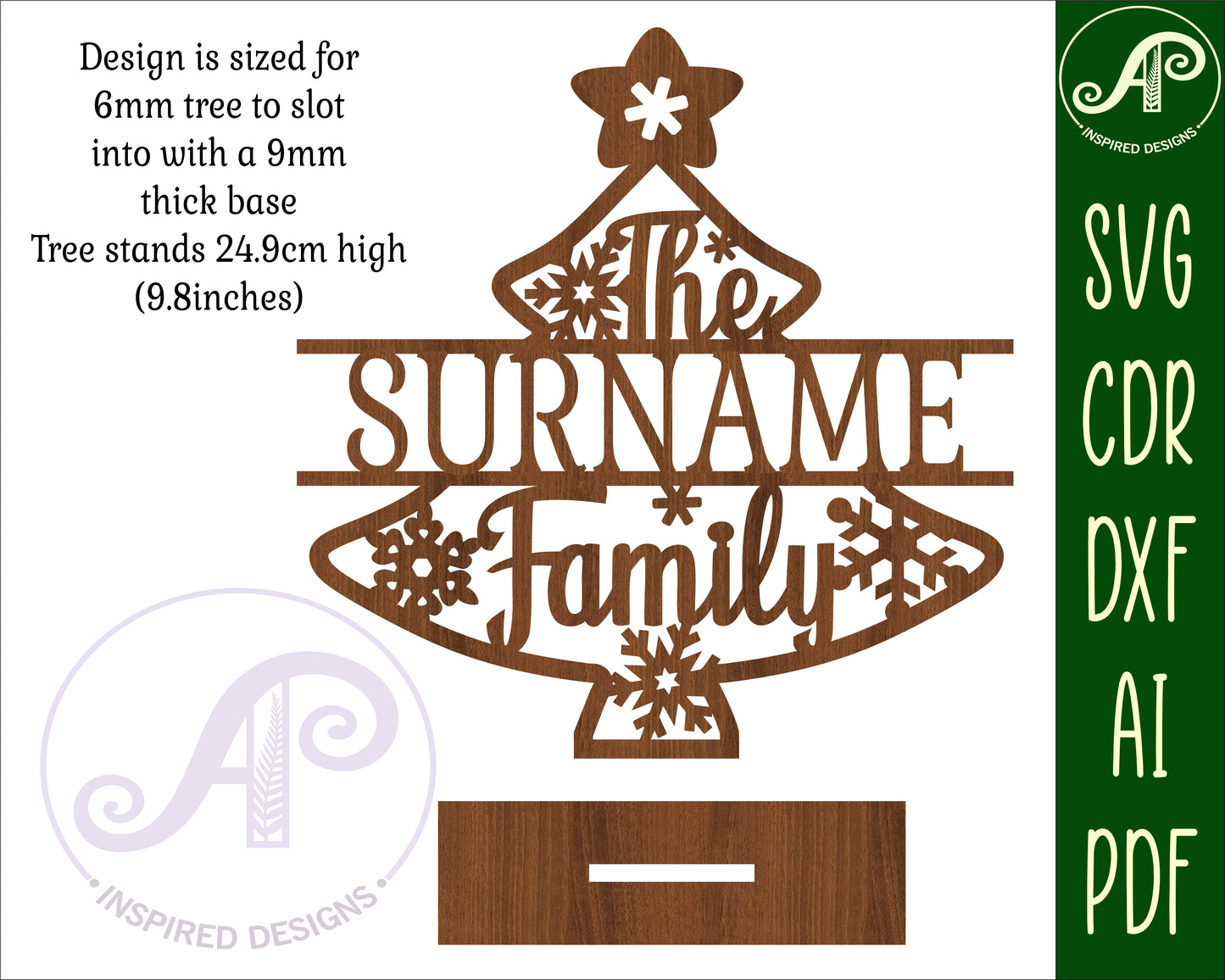 Personalized Christmas tree stand design SVG / DXF / AI / PDF / CDR