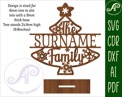 Personalized Christmas tree stand design SVG / DXF / AI / PDF / CDR