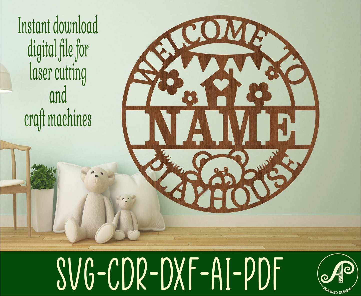 Playhouse name wall sign. SVG / DXF / AI / PDF / CDR