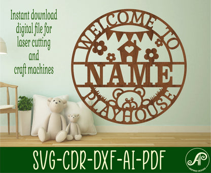 Playhouse name wall sign. SVG / DXF / AI / PDF / CDR