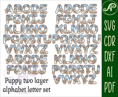 Puppy alphabet letter set. 78 letter options