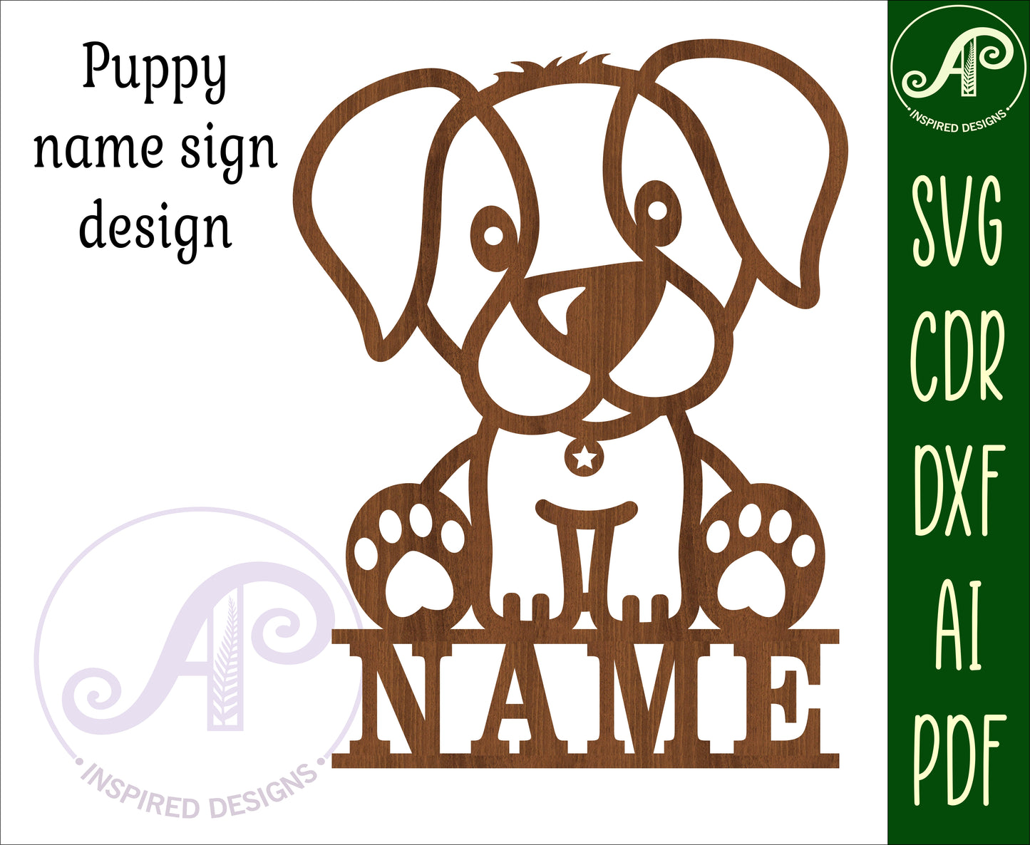 Puppy shape name sign SVG / DXF / AI / PDF / CDR