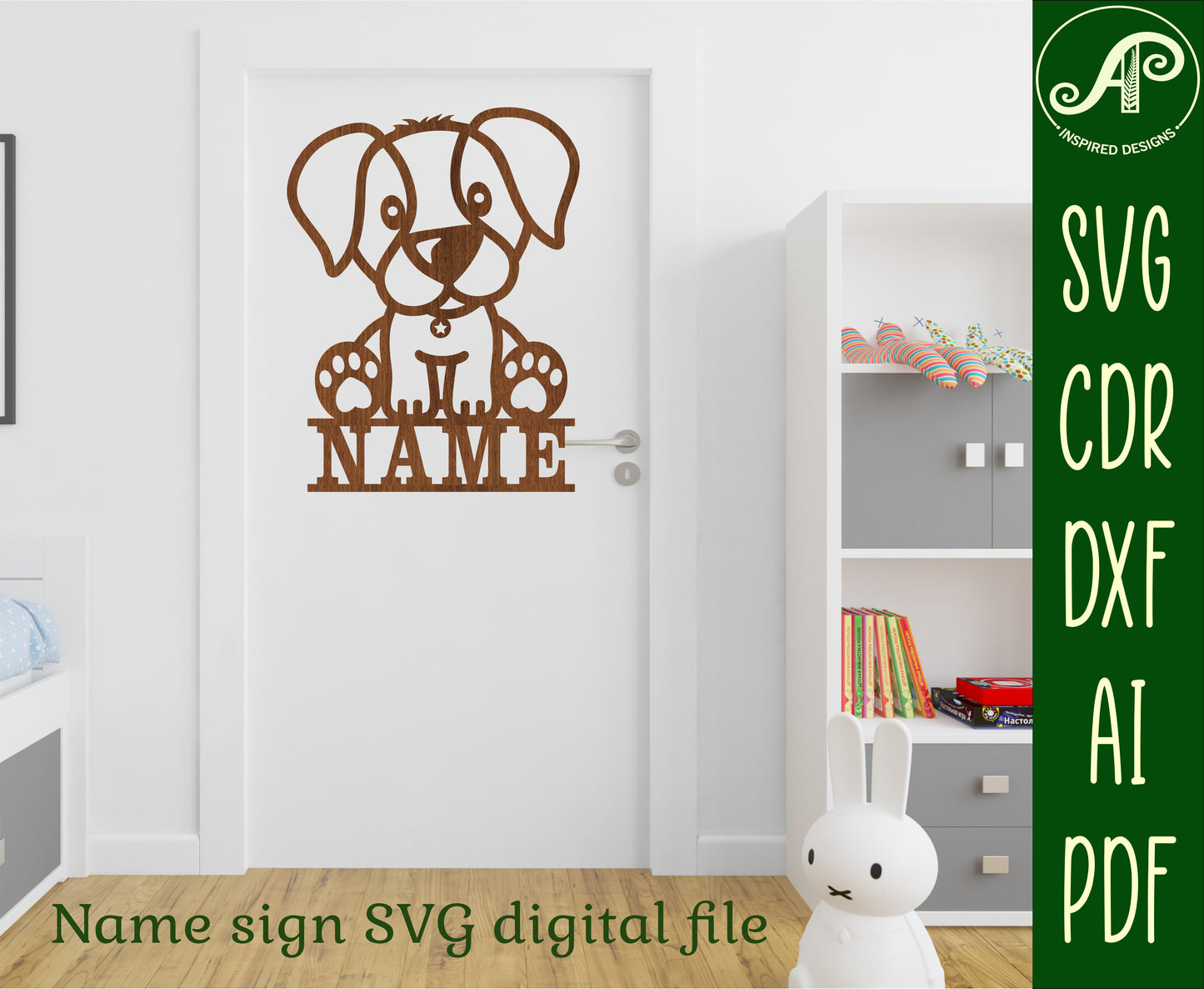 Puppy shape name sign SVG / DXF / AI / PDF / CDR