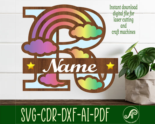 Rainbow layered monogram sign SVG / DXF / AI / PDF / CDR