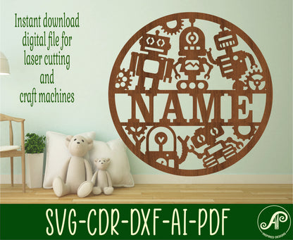 Robots name wall sign. SVG / DXF / AI / PDF / CDR