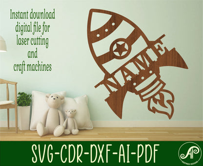 Rocket shape name sign SVG / DXF / AI / PDF / CDR