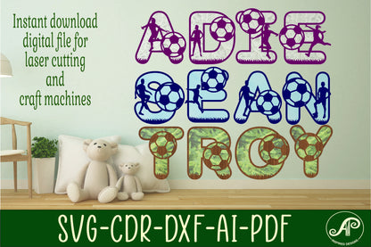 Soccer bulk alphabet letter set. 112 letter options