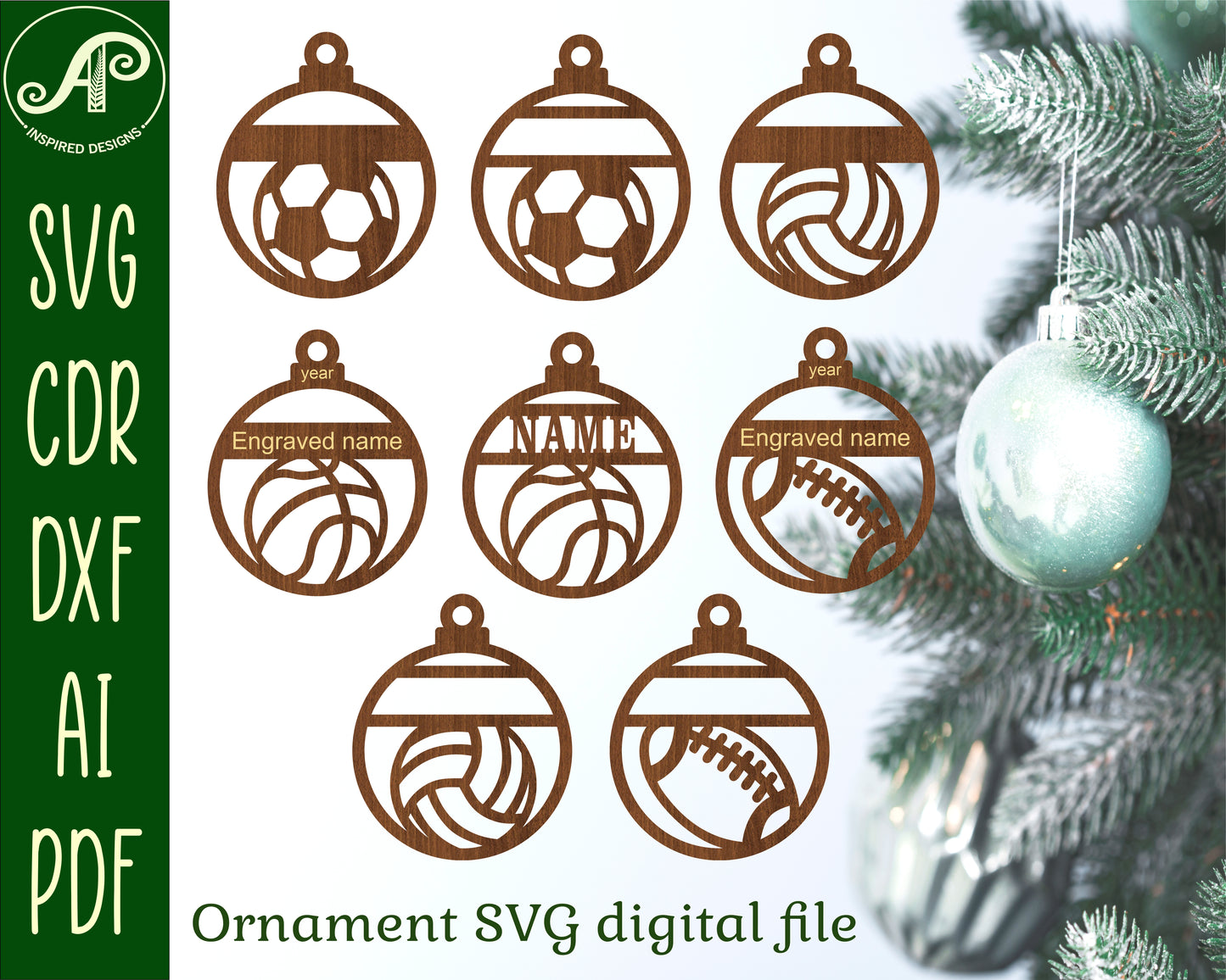 Sports themed ornament design SVG / DXF / AI / PDF