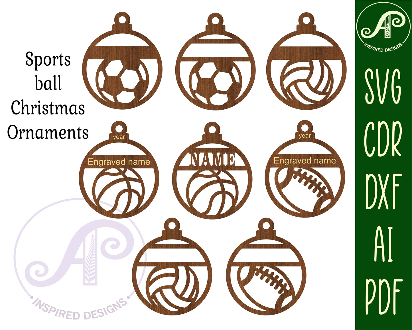 Sports themed ornament design SVG / DXF / AI / PDF