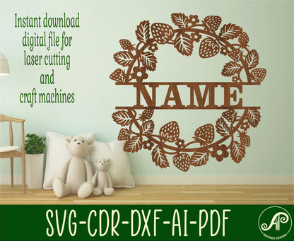 Strawberry shape name sign SVG / DXF / AI / PDF / CDR