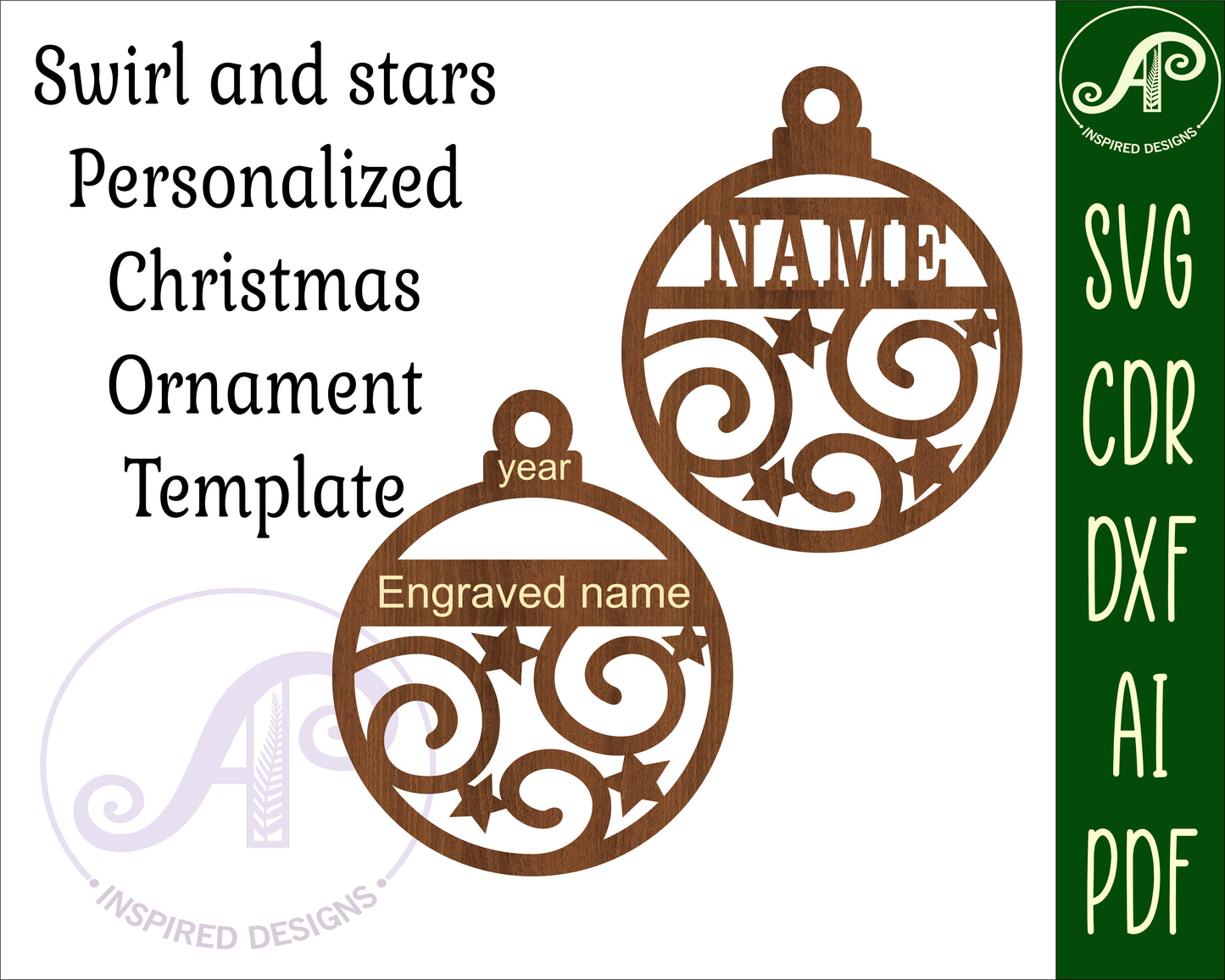 Stars and swirl ornament design SVG / DXF / AI / PDF