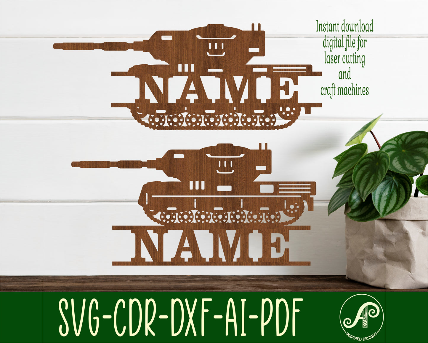 Tank shape name sign SVG / DXF / AI / PDF / CDR