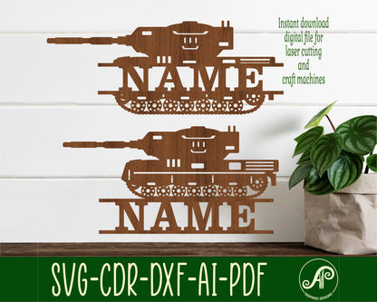 Tank shape name sign SVG / DXF / AI / PDF / CDR