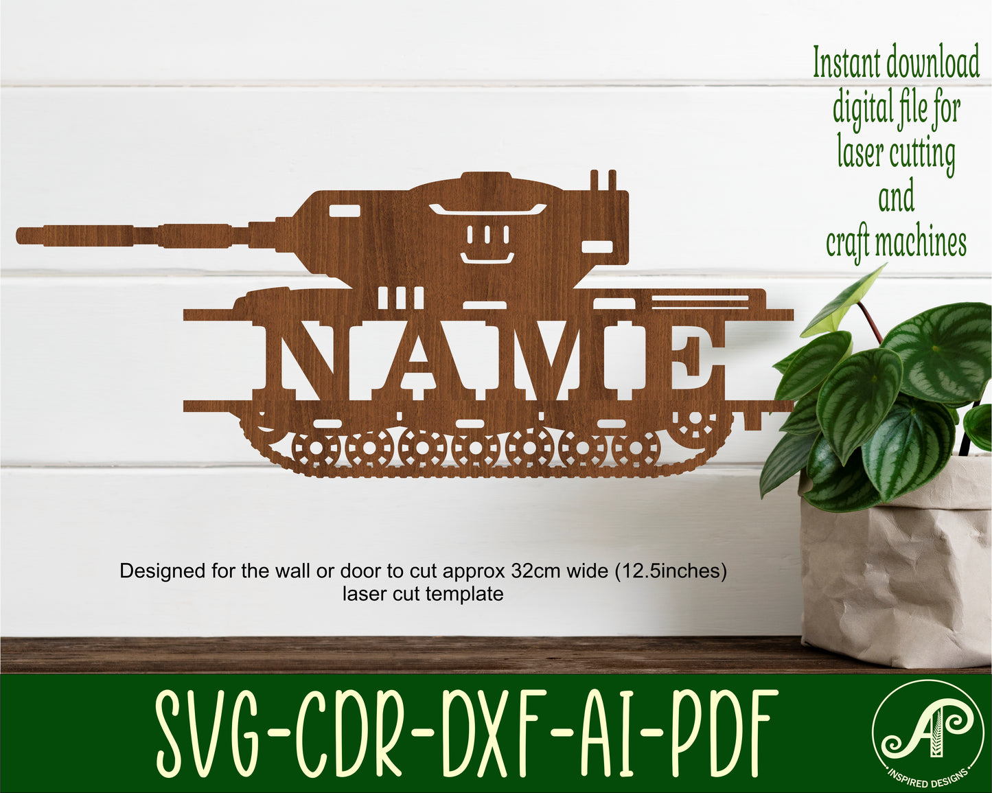 Tank shape name sign SVG / DXF / AI / PDF / CDR