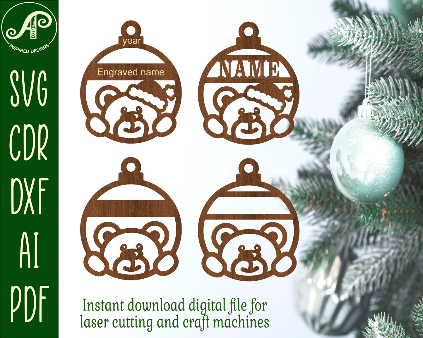 Teddy bear ornament designs SVG / DXF / AI / PDF