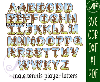 Tennis bulk alphabet letter set. 114 letter options