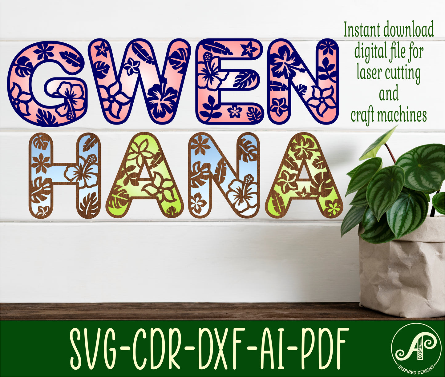 Tropical flowers alphabet letter set. 47  letter options