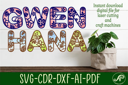 Tropical flowers alphabet letter set. 47  letter options