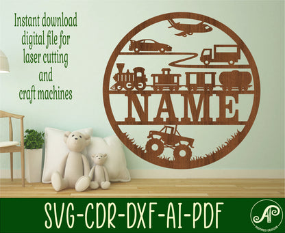 Vehicles name wall sign. SVG / DXF / AI / PDF / CDR