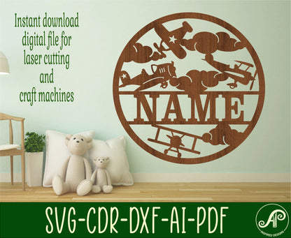 Vintage planes name wall sign. SVG / DXF / AI / PDF / CDR