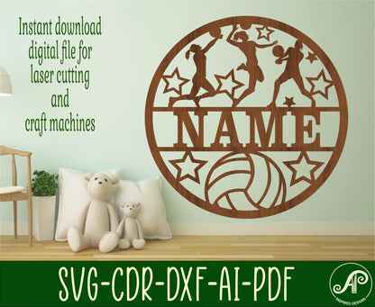 Volleyball female name wall sign. SVG / DXF / AI / PDF / CDR