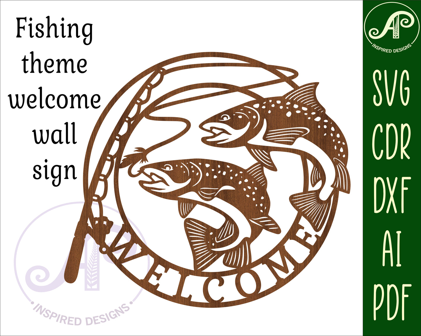 Welcome fishing wall sign design SVG / DXF / AI / PDF / CDR