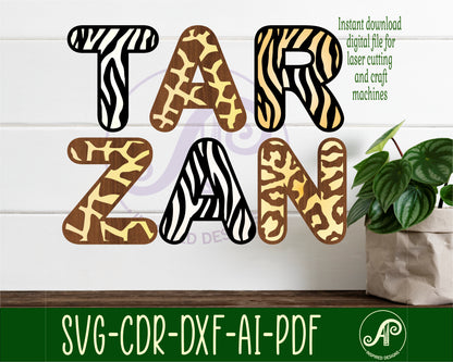 Wild animal print alphabet letter bulk set. 78 letter options