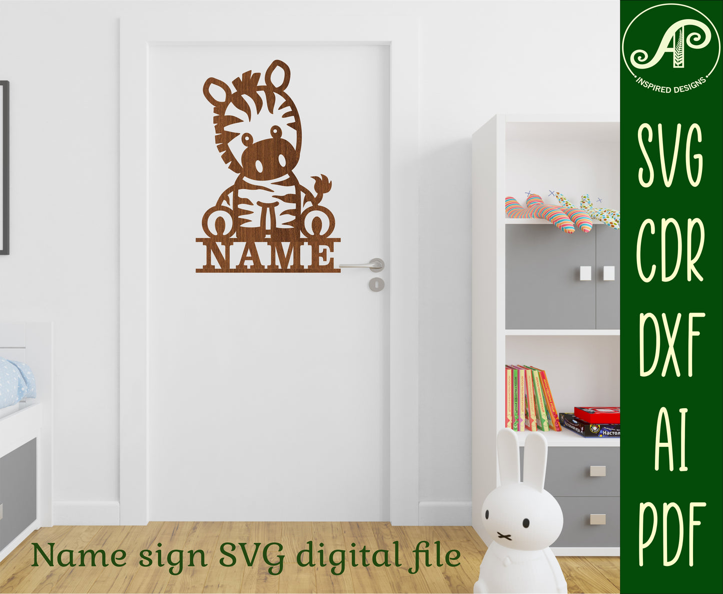 Zebra shape name sign SVG / DXF / AI / PDF / CDR