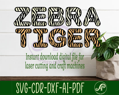 Wild animal print alphabet letter bulk set. 78 letter options